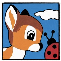 kit canevas enfant - Bambi le petit faon et la coccinelle