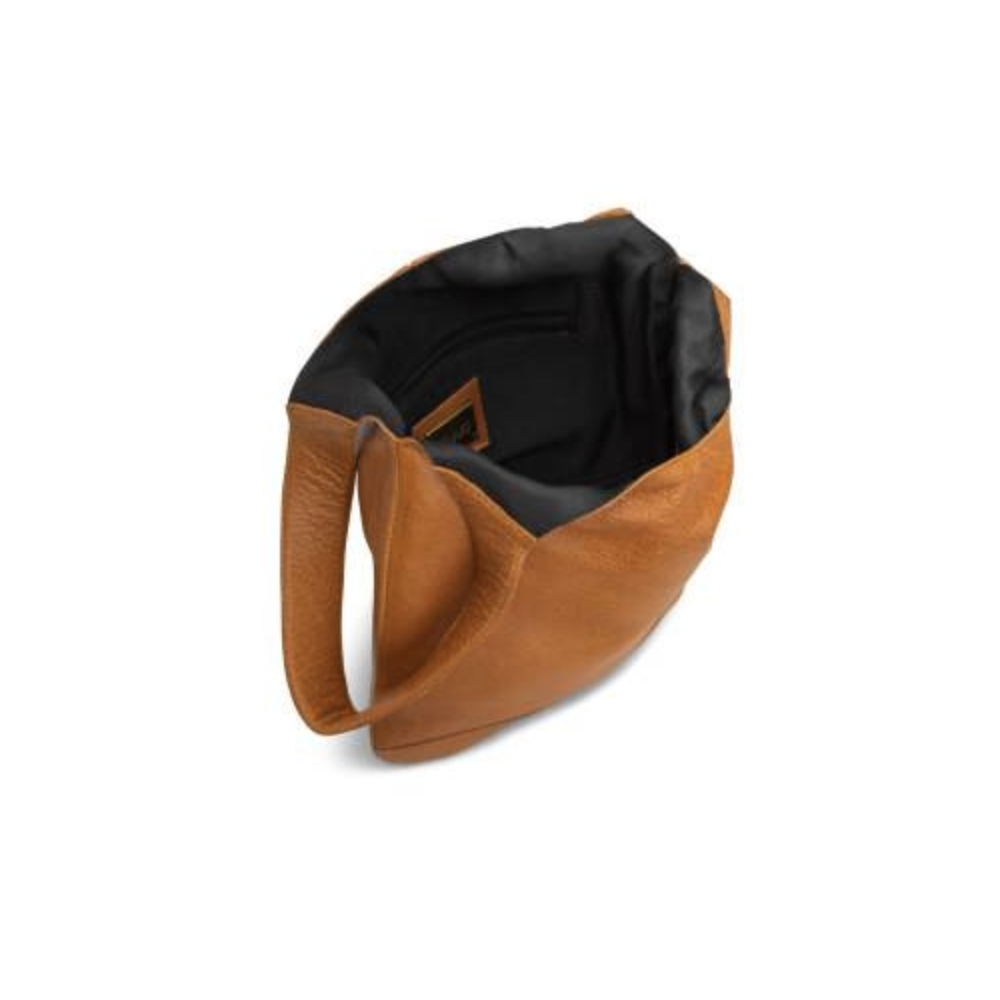 SAC À TRICOT EN CUIR MUUD - DZANA - WHISKY