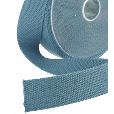 Sangle 30mm vert bleu Composition : 80% coton - 12% polyester - 8% viscose