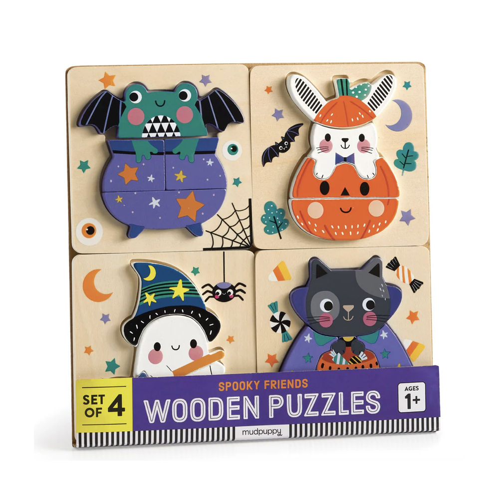 Spooky Friends Set de 4 puzzles en bois - Mudpuppy Spooky Friends Set de 4 puzzles en bois - Mudpuppy