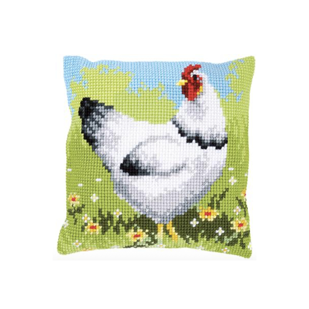 KIT COUSSIN AU POINT DE CROIX POULE BLANC