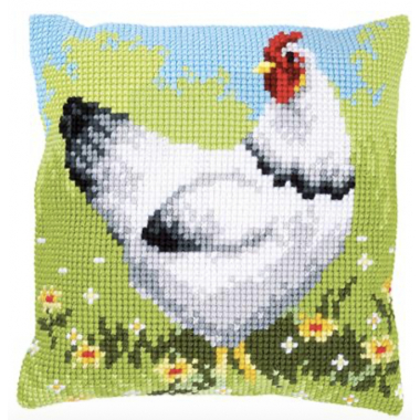 KIT COUSSIN AU POINT DE CROIX POULE BLANC