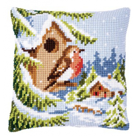 KIT COUSSIN AU POINT DE CROIX ROUGE-GORGE EN HIVER