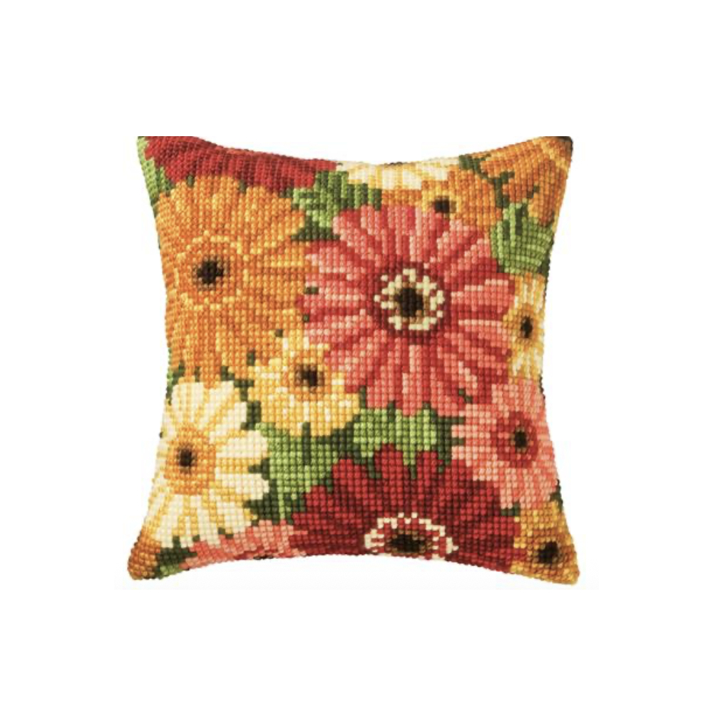 KIT COUSSIN AU POINT DE CROIX FLEURS D'ÉTÉ KIT COUSSIN AU POINT DE CROIX FLEURS D'ÉTÉ