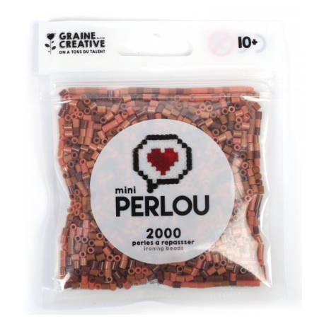 Mini Perlou - 2000 Perles à repasser Marron - 4 couleurs