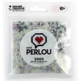 Mini Perlou - 2000 Perles à repasser Phosphorescent transparent - 4 couleurs