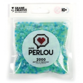 Mini Perlou - 2000 Perles à repasser Bleu vert transparent - 4 couleurs
