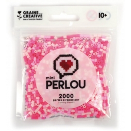Mini Perlou - 2000 Perles à repasser Rose opaque - 4 couleurs