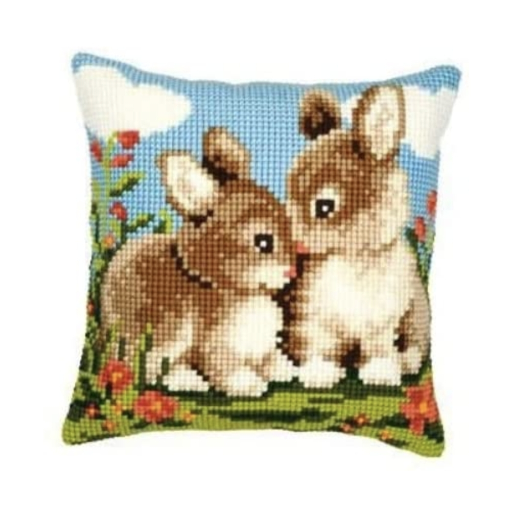 Kit coussin au point de croix - Lapins Kit coussin au point de croix - Lapins