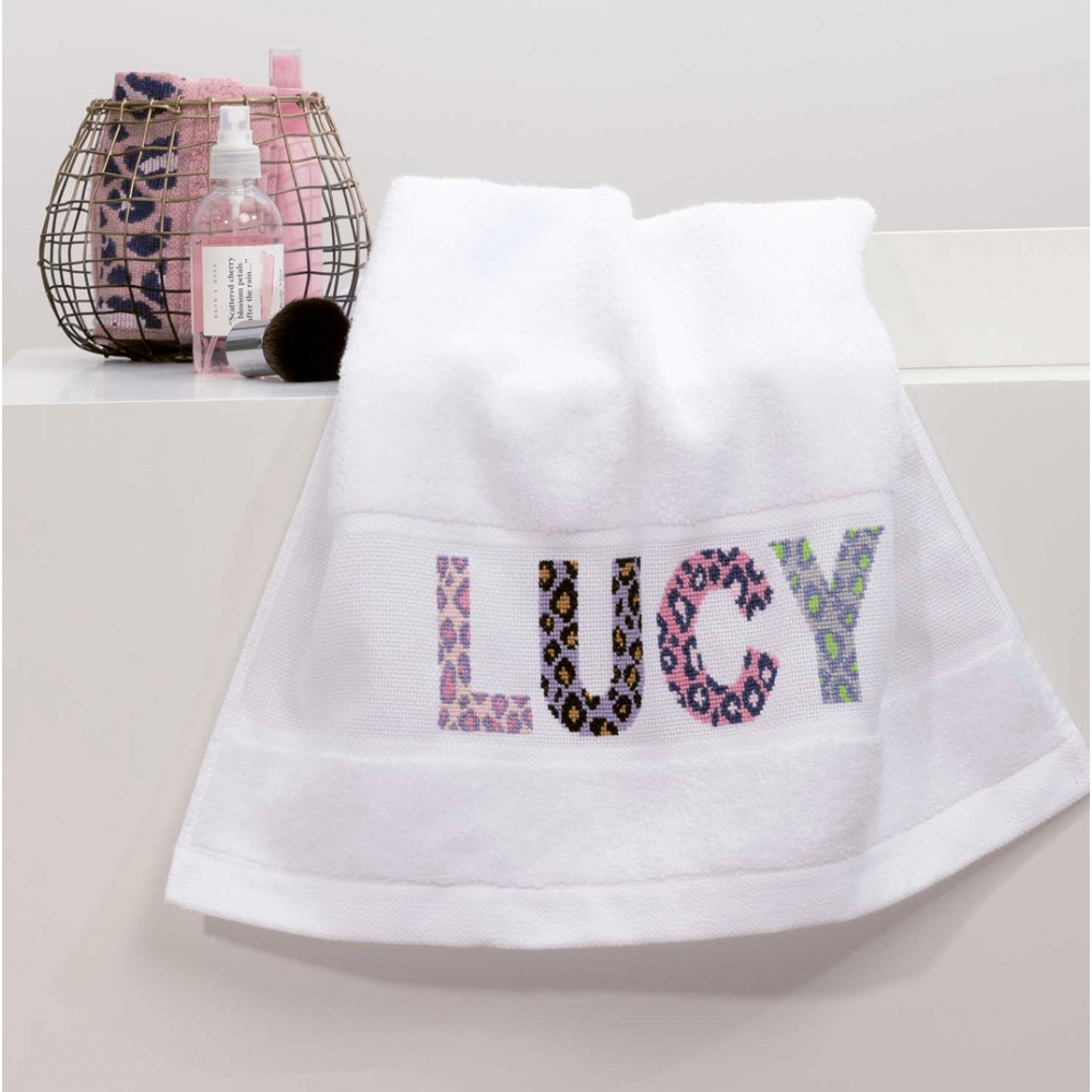 Serviette blanche 50 x 100 cm à broder - Rico design